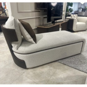 AICO Furniture West Kensington Chaise Buff in Medium Espresso